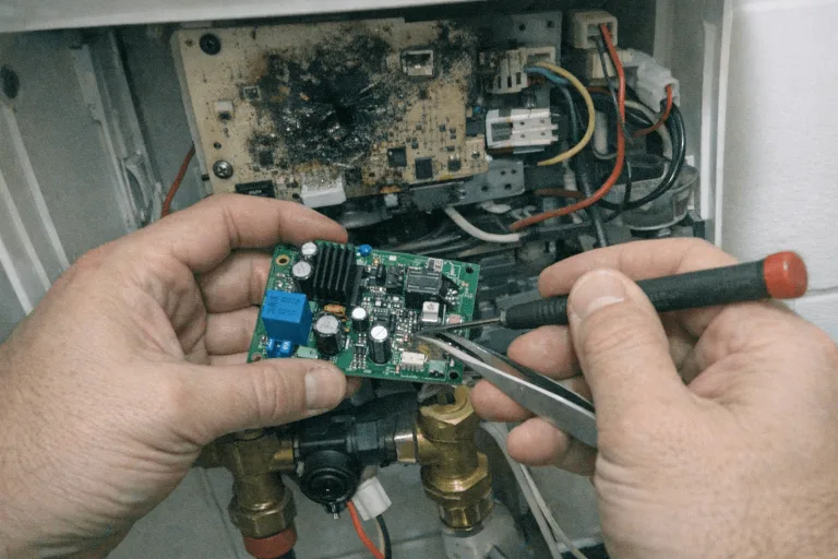 Elektronikplatine eines Wassererwärmers wird ausgetauscht