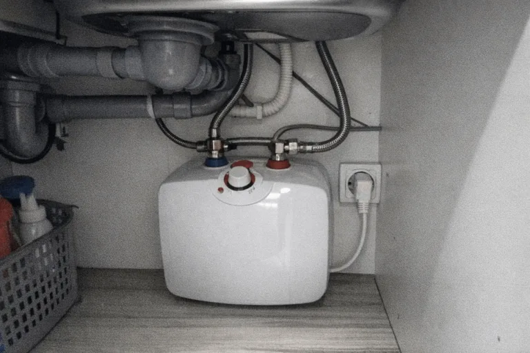 Montierter Kleinspeicher unter einem Küchenspülbecken
